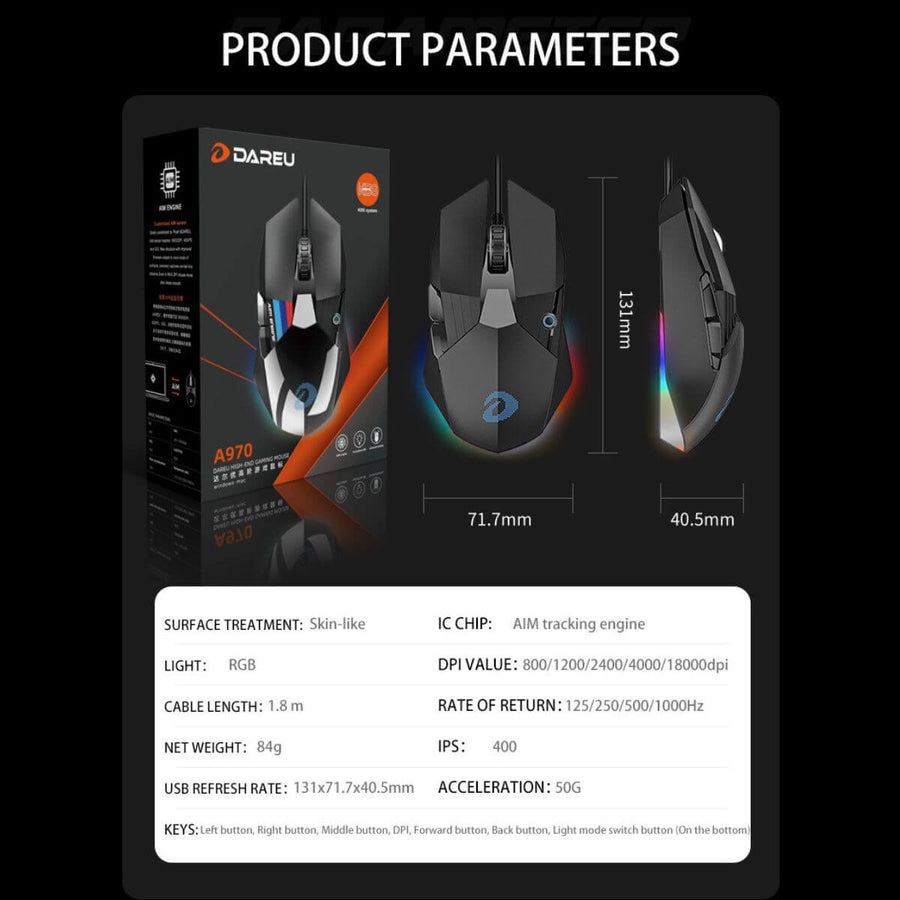 DAREU A970 FIREFLY Wired Gaming Mouse