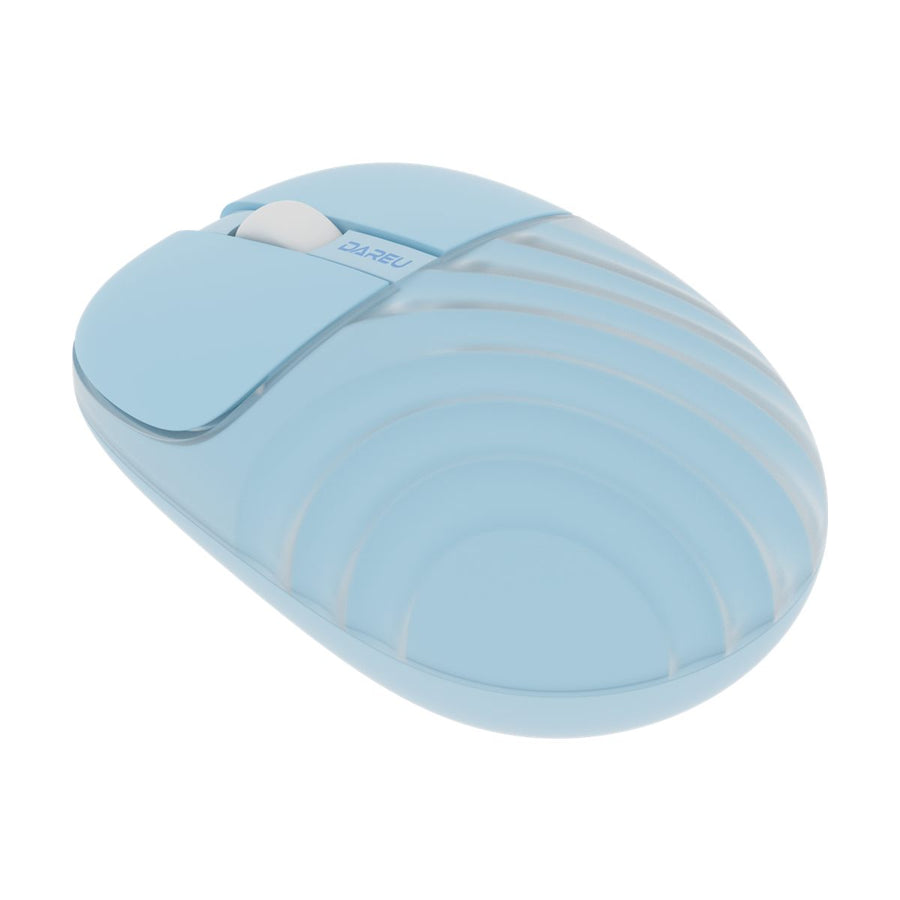 Dareu LM135D wireless silent mouse with ripple design, blue - angled rear view