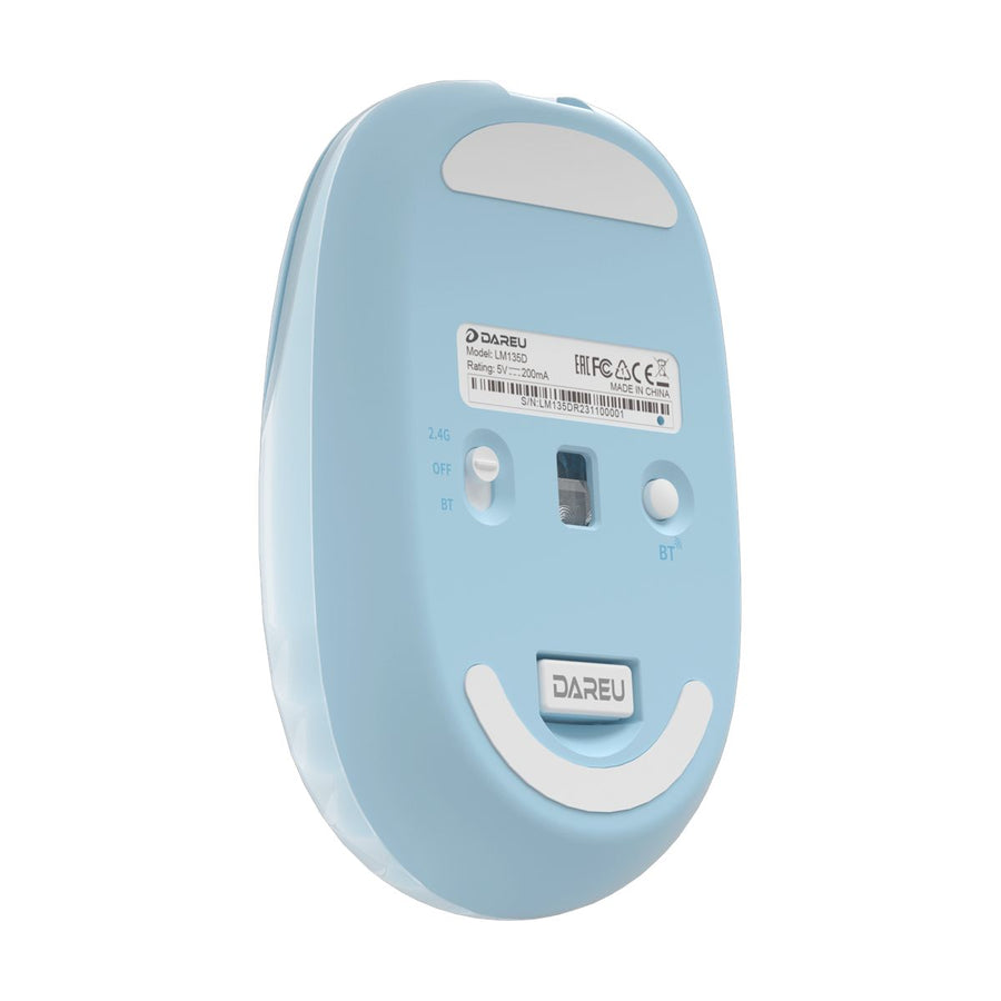 Dareu LM135D wireless silent mouse with ripple design, blue - underside