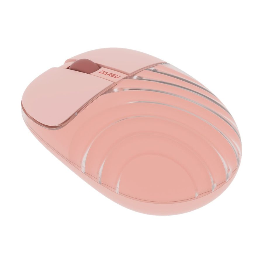 Dareu LM135D wireless silent mouse with ripple design, red - angled rear view