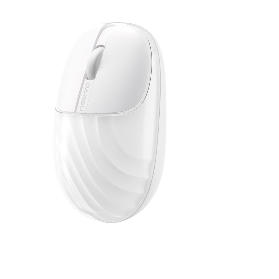 Dareu LM135D wireless silent mouse with ripple design, white - angled side view