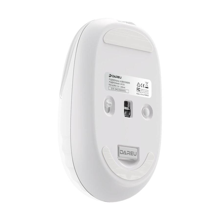 Dareu LM135D wireless silent mouse with ripple design, white - underside
