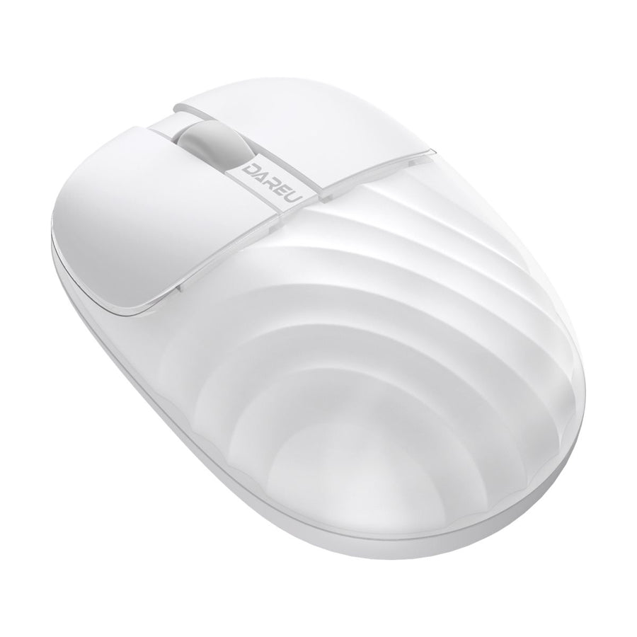 Dareu LM135D wireless silent mouse with ripple design, white - angled front view